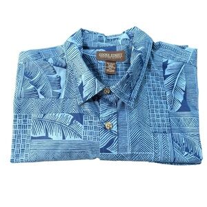 Cooke Street Men's 100% Cotton Short Sleeve Hawaiian Aloha Shirt in 2XL Blue
